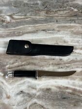 VINTAGE BUCK 121 FIXED BLADE KNIFE MADE USA WITH LEATHER SHEATH picture