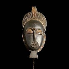African Mask Hand Carved Wooden Wall Decor Tribe Art Vintage Baule Mask-7450 picture