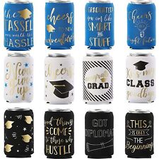 12x Graduation Beer and Soda Can Sleeves Fun Grad Party Favors Gifts Fits 12 oz picture