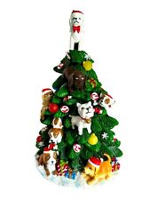 VTG 90s Dogs 9” Christmas Tree Resin Battery Light Up Color Changing Table Decor picture