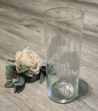 PASABAHCE Vintage ETCHED FLORAL HAND-CUT CLEAR GLASS VASE Made In Turkey EUC picture