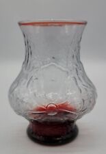 Vintage Anchor Hocking Rainflower Royal Ruby & Clear Embossed Daisies Vase picture
