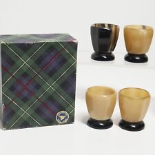 Four Pieces Vintage Carved Bovine Horn Egg Cups w/ Original Box 2 Inch picture