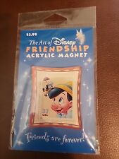 Vintage Art of Disney Friendship Acrylic Magnet Pinocchio Jiminy Cricket New Old picture
