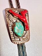 Vintage Navajo -Turquoise, Coral, Morenci Sterling ,Native American Turquoise picture