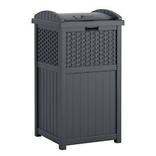 33 Gallon Resin Outdoor Hideaway Patio Trash Can, Cyberspace Grey picture