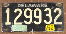 Delaware 1952 RIVETED License Plate # 129932 picture