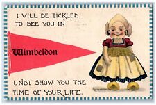 Wimbeldon North Dakota Postcard Tickled Pennant Dutch Kid 1913 Vintage Antique picture