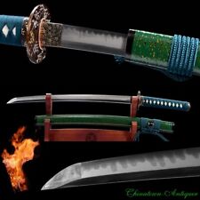 Wakizashi Clay Tempered T10 Steel Real Hamon Japanese Katana Sharp Sword #1143 picture