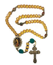 1 Amber colored Yellow Our Lady of Guadalupe Beads Rosary with Cross picture