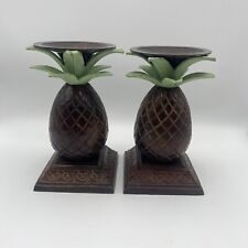 Candle Holders Tapers or Pillars TWO Heavy Metal PINEAPPLE picture