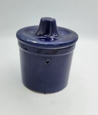 Vintage Dark Blue Glaze Pottery Crock | Butter/Cheese Container small picture