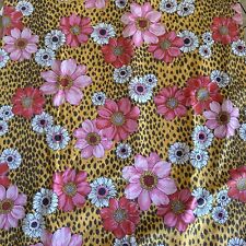 Vtg 1970 Pink Floral SPRINGMAID KASHMIR Double  FLAT SHEET  RARE Leopard picture