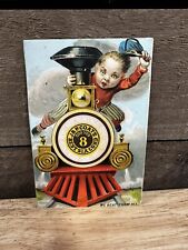 Antique 1880s J & P Coats Six Cord Spool Sewing Thread Boy Riding Train Card picture