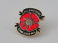 Veterans All Gave Some Some Gave All Red Poppy Enamel Pin Black Banner picture
