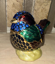 Rhinestone Encrusted Bird Trinket Box Enameled Retails $59.95 picture