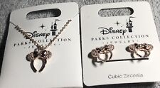Disney Parks Rose Gold Tone Minnie Mouse Ears Headband Necklace And Earrings picture