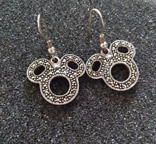 Rare Walt Disney Mickey Mouse 925 Sterling Silver Marcasite Earrings (FAS)92.5%  picture