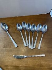 8 Piece Vintage COSMOS Burnished Floral Design Stainless Steel Flatware Japan picture