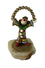Ronald Lee Clown Figurine Hitchhiker Hobo Ron Lee Signed 1985 Onyx Base 6” Tall picture