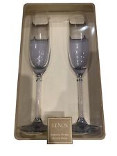 PAIR LENOX JUBILEE PEARL CHAMPAGNE TOASTING FLUTES STEMMED GOBLETS NEW picture