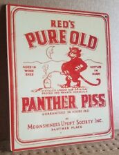 Reds pure old panther piss moonshine label ad reproduction steel sign bar decor picture