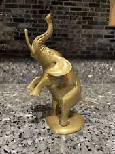Vintage Trumpeting Brass Elephant Circus Statue Decor Desk Office Paperweight picture