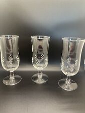 Set Of 3 Vintage Etched Pattern Footed Parfait Glasses picture