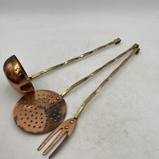 VTG Farmhouse Cottage Copper and Brass 3 Hanging Utensils Brass Korea Made Decor picture