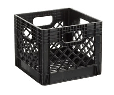 16QT Plastic Heavy-Duty Plastic Square Milk Crate Black, Free And Fast Shipping, picture