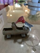 Vintage Metal Woodpecker Bird on Log Toothpick Holder Dispenser  picture