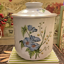 Spode~”STAFFORD FLOWERS~Sealed 7.5”H Canister~w/2 Different Florals~Porcelain~ picture