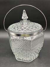 Vintage Lead Crystal Ice Bucket With Lid Diamond Cut picture