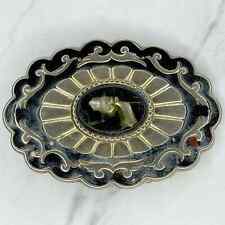 Vintage Scalloped Abalone Shell Inlay Western Style Belt Buckle picture