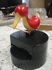 Vintage Plastic Bird Woodpecker Penguin Toothpick Holder Dispenser Working Cond. picture