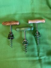 Lot Of 3 Vintage Wood Handle Wine Corkscrews I - Made In Italy, 1 -Williamson picture