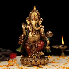 Lord Ganesha Statue Gold Resin God Hindu Elephant Sculpture Good Luck Home Decor picture