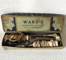 Vintage Antique Hair Curling Irons RUSSELL ELECTRIC WARD’S Art Nouveau Lady Box picture