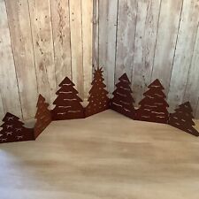 Vintage Metal Folding Christmas Tree Holiday Scene Decor Rustic picture