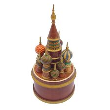 VTG Russian Hand Made Painted Wooden St Basil's Cathedral Figurine Statue Moscow picture