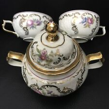 Rosenthal Sanssouci Diplomat Germany Sugar bowl with lid, 2 Tea Cups. Mint picture