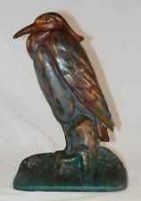 Vintage Cast Iron Doorstop Colorful Heron Standing Albany Foundry Co. Marked 83 picture