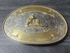Vintage Montana Silversmiths Barrell Racer Belt Buckle Cowboy Silver Gold Blank picture