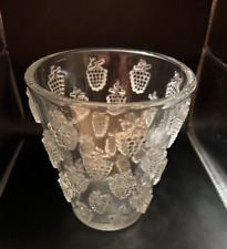 Lalique Crystal Malaga Vase Raised Grape Design OLD SIG BLOCK LETTERS c1937 picture