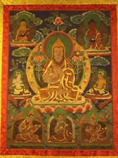 Wonderful Tibet Tibetan Old Buddhism Thangka Tangka Tsong Kha-pa Silk Framed picture