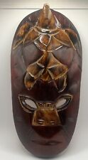 Vintage Wood Hand Craved Tribal Mask Featuring a Sea Turtle picture