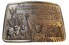 Vintage Brass AGRICULTURE AMERICA'S LIFELINE Belt Buckle- Limited Edition picture