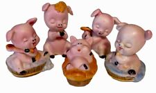 Cute Vintage Enesco Happy Pigs Figurines Set of 5 Complete picture