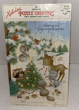 Vintage Hallmark Holiday Greeting Puzzle Woodland Baby Animals 1970s picture