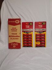 Vintage Gillette Thin Razor Blades Store Displays 19 10pks & Original Box  picture
